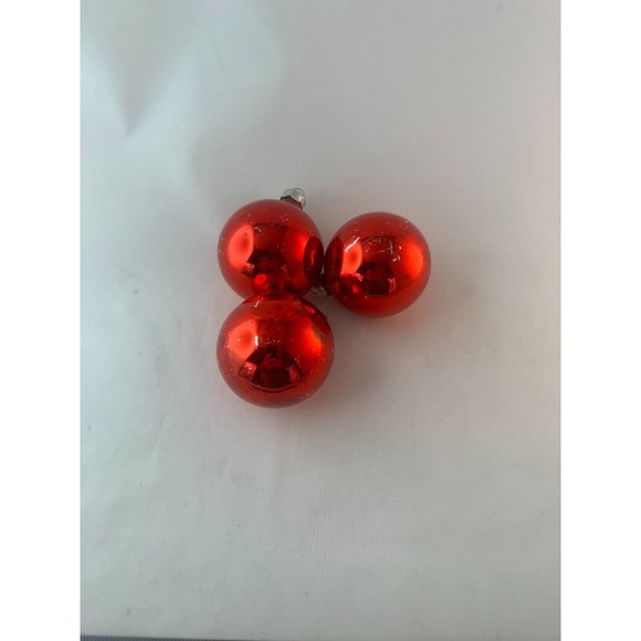 Christmas Glass Ball Ornaments Vintage Red Gold 1 1/2 Inch Set of 18 - Picture 6 of 6
